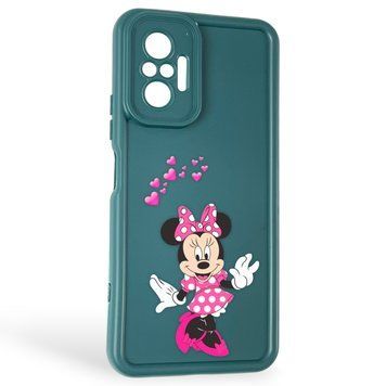 Чехол силиконовый оригинальный Soft Touch с 3D принтом волшебной минни маус для Xiaomi Redmi Note 10 Pro темно-зеленый (Полная защита камеры) 0050084 фото
