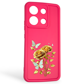 Чохол силіконовий Soft Touch з 3D принтом жіночим для Xiaomi Redmi Note 13 4G малиновий (Повний захист камери) 0043087 фото