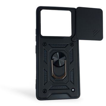 Чохол протиударний для Tecno Pova 6 (LI7) з магнітною пластиною зі шторкою на камері чорний 0050754 фото