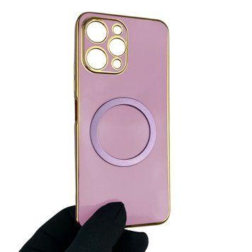 Чехол для Xiaomi Redmi 12 4G с кольцом MagSafe с золотой окантовкой на редми 12 черничный gs1 0021664 фото
