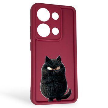 Чехол силиконовый Soft Touch с 3D принтом злой котик для Xiaomi POCO M6 Pro 4G бордовый (Полная защита камеры) 0047149 фото