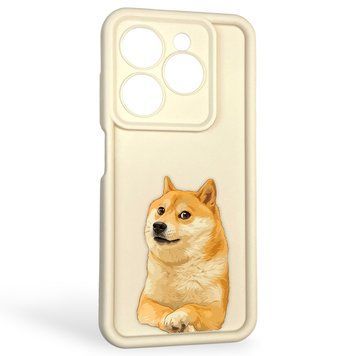 Чохол силіконовий оригінальний Soft Touch з 3D принтом мему сібу для TECNO Spark Go 2024 (BG6) молочний (Повний захист камери) 0047662 фото