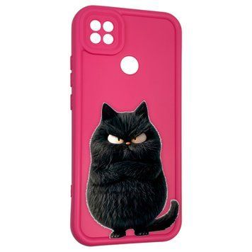 Чехол силиконовый оригинальный Soft Touch с 3D принтом злой котик для Xiaomi Redmi 10A малиновый (Полная защита камеры) 0046726 фото
