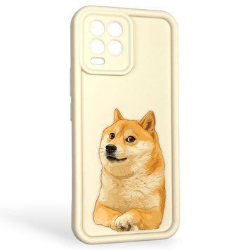 Чехол силиконовый оригинальный Soft Touch с 3D принтом мема сибу для Realme 8 Pro молочный (Полная защита камеры) 0047410 фото