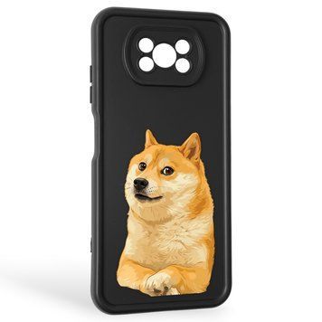 Чехол силиконовый оригинальный Soft Touch с 3D принтом мема сибу для Xiaomi Poco X3 черный (Полная защита камеры) 0047712 фото