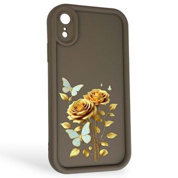 Чохол силіконовий Soft Touch з 3D принтом жіночим для Apple iPhone Xr коричневий (Повний захист камери) 0042471 фото