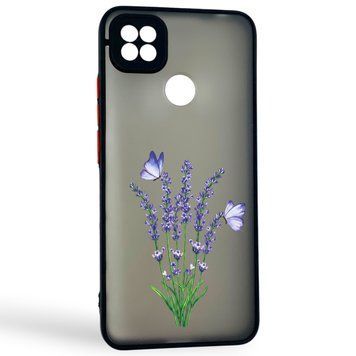 Чехол для телефона Xiaomi Redmi 9C с 3D принтом лаванда с бабочками с высокими бортами черный 0059326 фото