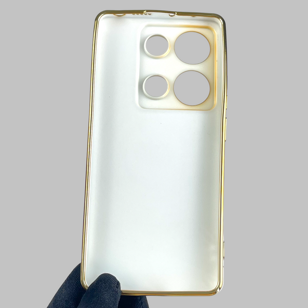 Чохол для Xiaomi POCO M6 Pro 4G глянсовий із золотою окантовкою із захистом камери на сяомі поко м6 про 4г білий 0008401 фото