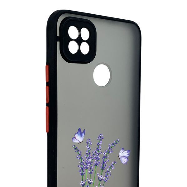 Чехол для телефона Xiaomi Redmi 9C с 3D принтом лаванда с бабочками с высокими бортами черный 0059326 фото