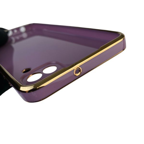 Чохол для Samsung Galaxy M22 4G (SM-M225F) глянцевий з кільцем MagSafe із золотою окантовкою на самсунг м22 4г чорничний gs1 0021959 фото