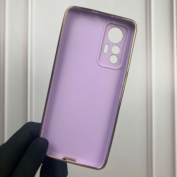 Чохол для Xiaomi 12 Lite глянсовий із золотою окантовкою із захистом камери на сяомі 12 лайт бузковий 0000108 фото