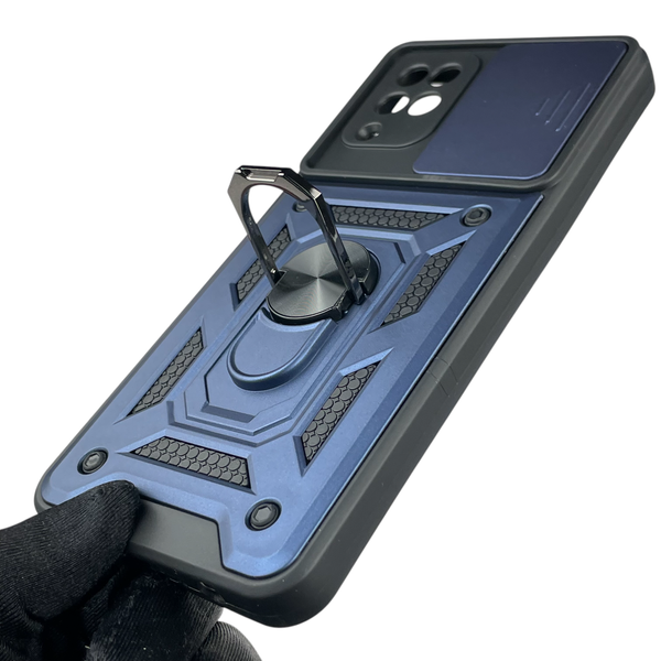 Чохол для Samsung Galaxy A12 (SM-A127) броньований з кільцем-тримачем підставкою зі шторкою на самсунг а12 темно-синій rg1 0015713 фото