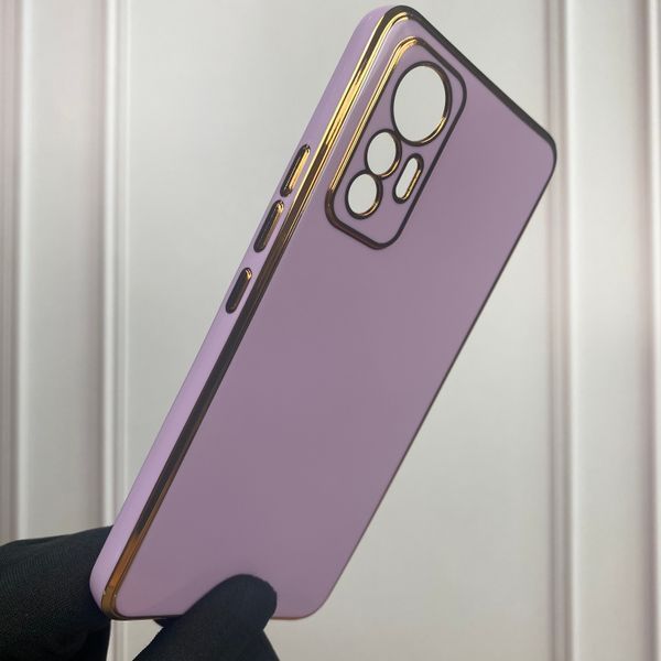 Чохол для Xiaomi 12 Lite глянсовий із золотою окантовкою із захистом камери на сяомі 12 лайт бузковий 0000108 фото