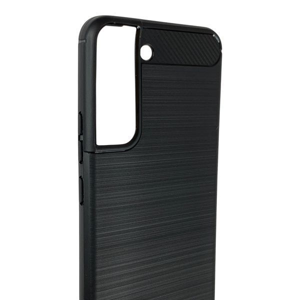 Чехол для телефона Samsung Galaxy S22 (SM-S901B) карбоновый противоударный с высокими бортами черный 0052227 фото