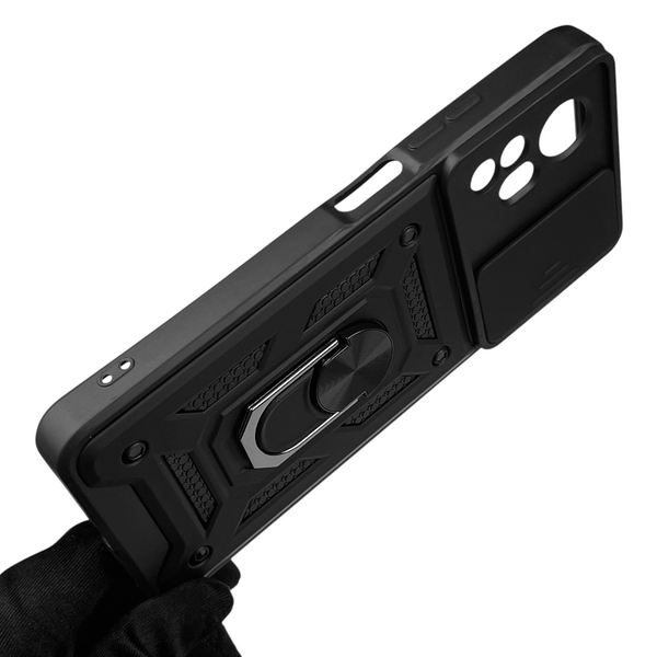 Чехол для ZTE Blade A72s бронированный с кольцом со шторкой на зте блейд а72с чёрный rg1 0016001 фото