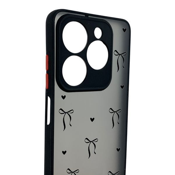 Чохол для телефона Tecno Spark 20C BG7n с 3D принтом бантики з серцями із захистом камери чорний 0059376 фото
