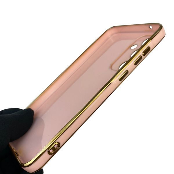Чохол для Samsung Galaxy A55 5G (SM-A556B) глянцевий із захистом камери із золотою окантовкою на самсунг а55 5г пудровий gs1 0019773 фото
