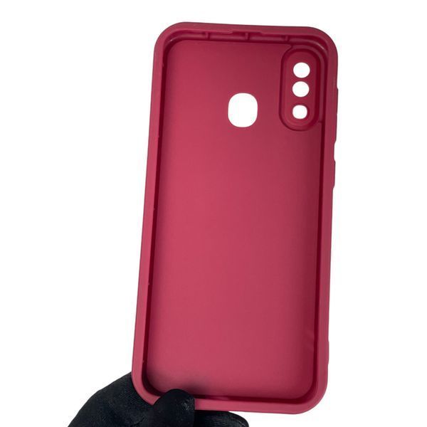 Чехол силиконовый Soft Touch с 3D принтом злой котик для Samsung Galaxy A20 (SM-A205F) бордовый (Полная защита камеры) 0046984 фото