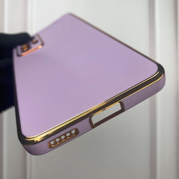Чохол для Xiaomi 12 Lite глянсовий із золотою окантовкою із захистом камери на сяомі 12 лайт бузковий 0000108 фото