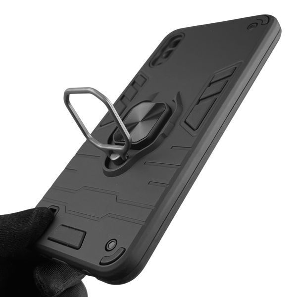 Чохол для телефона Samsung Galaxy M10 (SM-M105F) броньований з магнітним кільцем-тримачем на самсунг м10 чорний 0025725 фото