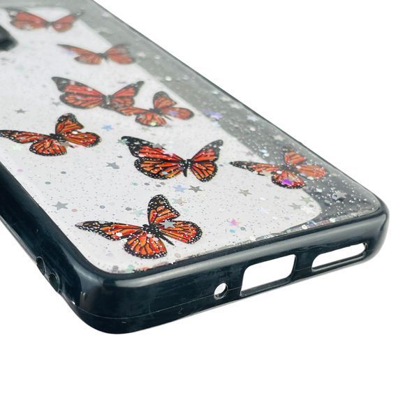 Чехол для Xiaomi 12 с блёстками с бабочками на сяоми 12 черный 0037699 фото