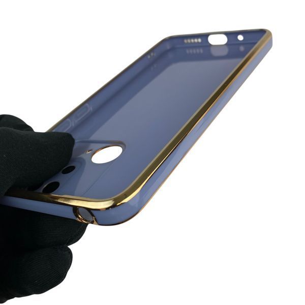 Чехол для Xiaomi POCO C40 с кольцом-подставкой с золотой окантовкой на поко с40 синий gs1 0021190 фото