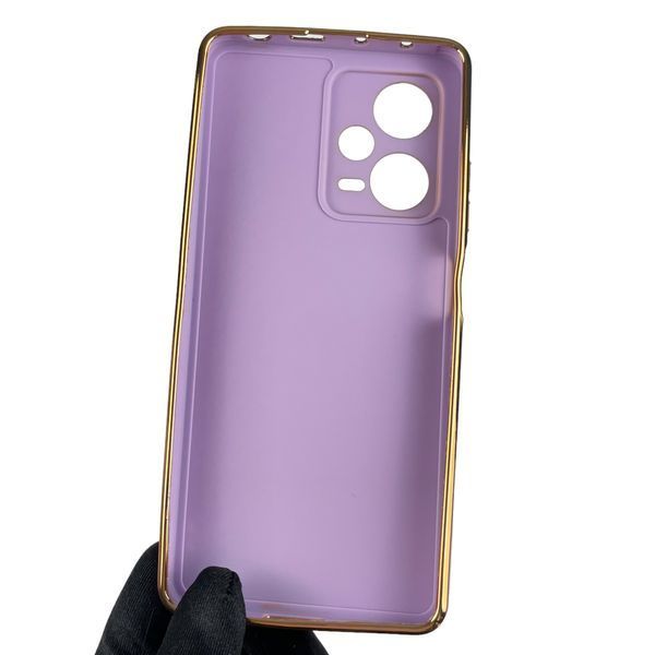 Чехол для Xiaomi Redmi Note 12 Pro plus 5G с золотой окантовкой защитой камеры редми нот 12 про плюс сиреневый 0000058 фото