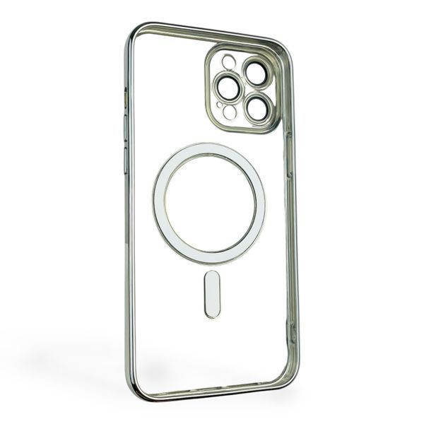 Чехол для Apple iPhone 12 Pro Max с линзами на камере с MagSafe на айфон 12 про макс серебряный 0034370 фото