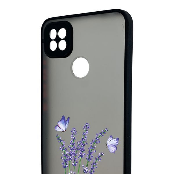 Чехол для телефона Xiaomi Redmi 9C с 3D принтом лаванда с бабочками с высокими бортами черный 0059326 фото