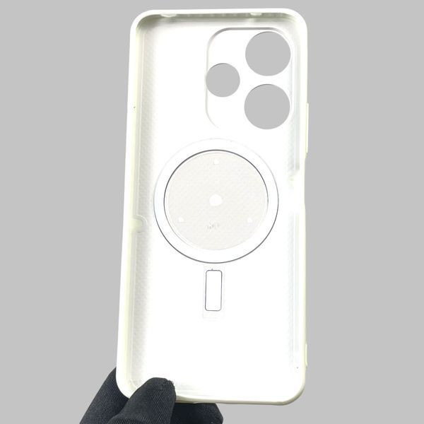 Чехол для Xiaomi Poco M6 с 3д эффектом с магнитом магсейф блестящий на сяоми поко м6 белый 0012042 фото
