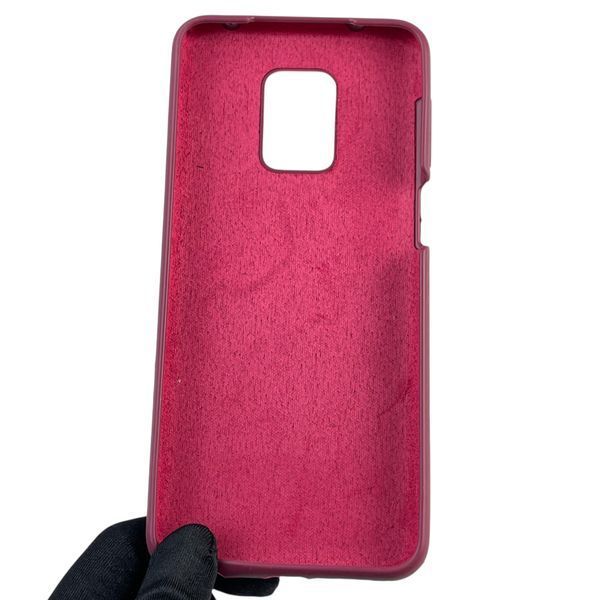 Чехол для Xiaomi Redmi Note 9S силиконовый с микрофиброй нескользящий на сяоми редми нот 9с бордовый 0032836 фото