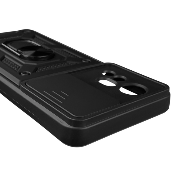 Чехол для ZTE Blade A72s бронированный с кольцом со шторкой на зте блейд а72с чёрный rg1 0016001 фото
