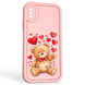 Чохол силіконовий оригінальний Soft Touch з 3D принтом милий ведмедик для Apple iPhone X рожевий (Повний захист камери) 0043207 фото 1