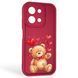 Чехол силиконовый Soft Touch с 3D принтом милый мишка для Xiaomi Redmi 15C EU бордовый (Полная защита камеры) 0044851 фото 1