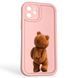 Чехол силиконовый оригинальный Soft Touch с 3D принтом смешного теда мишки для Apple iPhone 12 розовый (Полная защита камеры) 0048396 фото 1