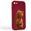 Чохол силіконовий Soft Touch з 3D принтом кумедний тед ведмідик для Apple iPhone SE 2020 бордовий (Повний захист камери)