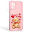 Чехол силиконовый оригинальный Soft Touch с 3D принтом милый мишка для Xiaomi Poco M5s розовый (Полная защита камеры)