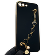 Чохол для телефона Apple iPhone 8 Plus жіночій із ремінцем з прикрасами та золотою окантовкою на айфон 8 плюс чорний gs1