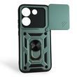 Чехол со шторкой камеры для Xiaomi Poco X8 Pro зеленый (армированный, кольцо-держатель)