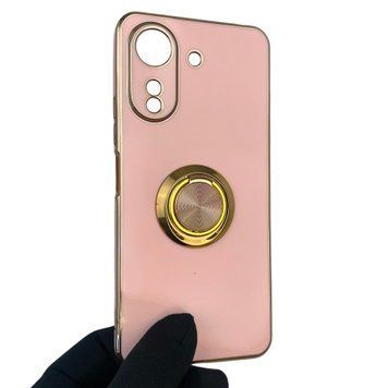 Чехол для Xiaomi Redmi 13C с кольцом-подставкой с золотой окантовкой на редми 13с пудровый gs1 0020799 фото