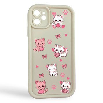 Чохол силіконовий Soft Touch з 3D принтом милі кошенята з лапками для Apple iPhone 11 Молочний (Повний захист камери) 0059556 фото