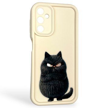 Чохол силіконовий оригінальний Soft Touch з 3D принтом злого кота для Samsung Galaxy A14 4G (SM-A145F) молочний (Повний захист камери) 0046376 фото