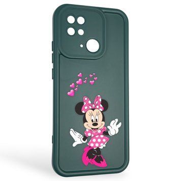 Чехол силиконовый оригинальный Soft Touch с 3D принтом волшебной минни маус для Xiaomi Redmi 10C темно-зеленый (Полная защита камеры) 0049935 фото