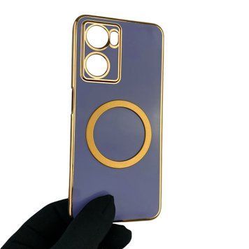 Чехол для OPPO A77s 4G с кольцом MagSafe с золотой окантовкой на оппо а77с синий gs1 0022751 фото