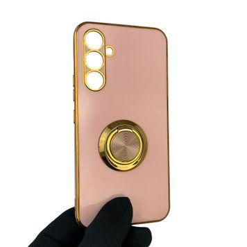 Чехол для Samsung Galaxy A54 5G SM-A546E с кольцом-подставкой с золотой окантовкой на самсунг а54 пудровый gs1 0020647 фото