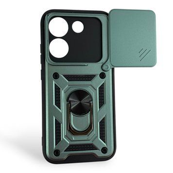 Чехол со шторкой камеры для Xiaomi Poco X8 Pro зеленый (армированный, кольцо-держатель) 0059818 фото