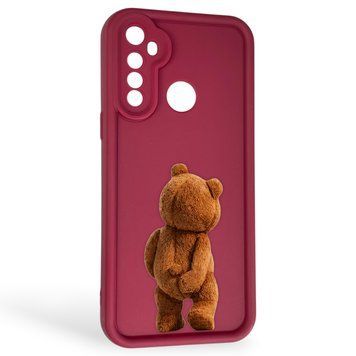 Чохол силіконовий Soft Touch з 3D принтом кумедний тед ведмідик для Realme 5 бордовий (Повний захист камери) 0049157 фото