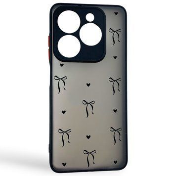 Чохол для телефона TECNO Spark Go 2024 (BG6) с 3D принтом бантики з серцями із захистом камери чорний 0059377 фото