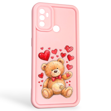 Чехол силиконовый оригинальный Soft Touch с 3D принтом милый мишка для Oppo A33 розовый (Полная защита камеры) 0043264 фото