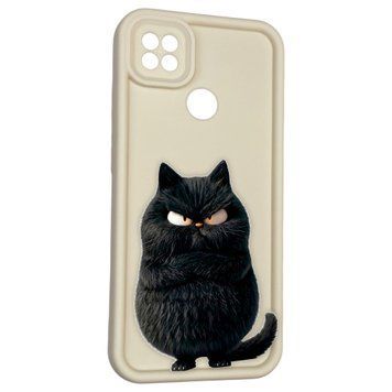 Чохол силіконовий оригінальний Soft Touch з 3D принтом злого кота для Xiaomi Redmi 9C молочний (Повний захист камери) 0046727 фото